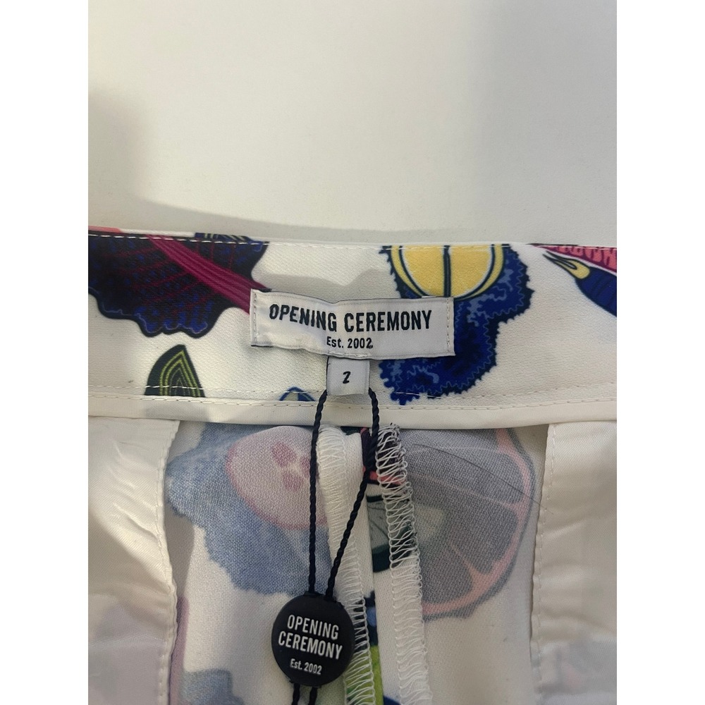 Opening Ceremony Fun Whimsical Print Ankle Trousers White Multicolor Size 2 NWT - Picture 5 of 11
